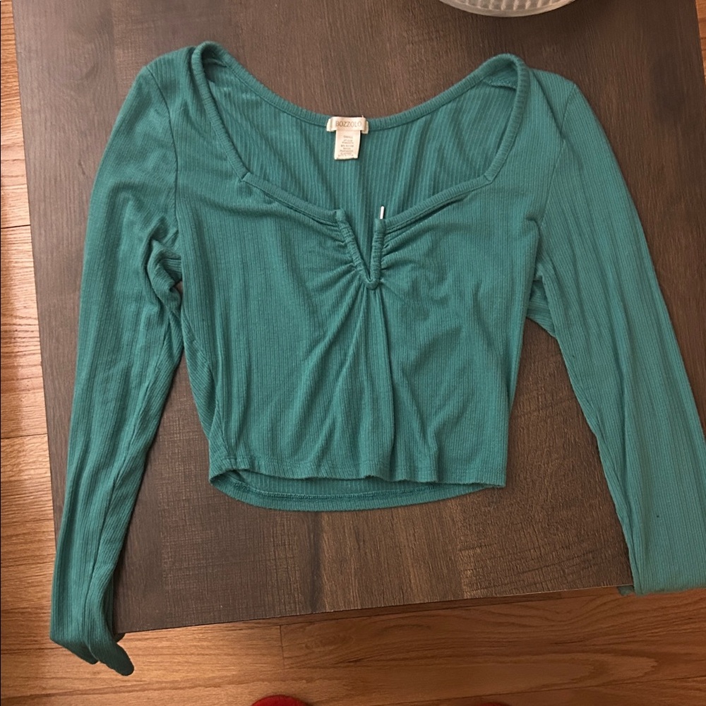 T.J.Maxx Teal Gathered Front Crop Top